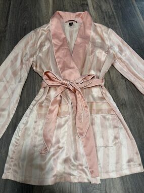 Victoria's Secret Pink Satin Striped Robe